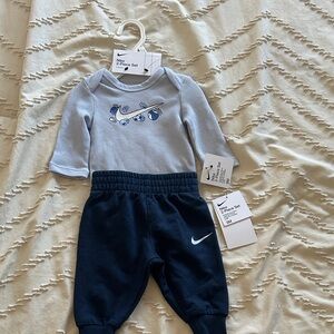 Nike Light Blue Waffle Bodysuit & Navy Jogger Set